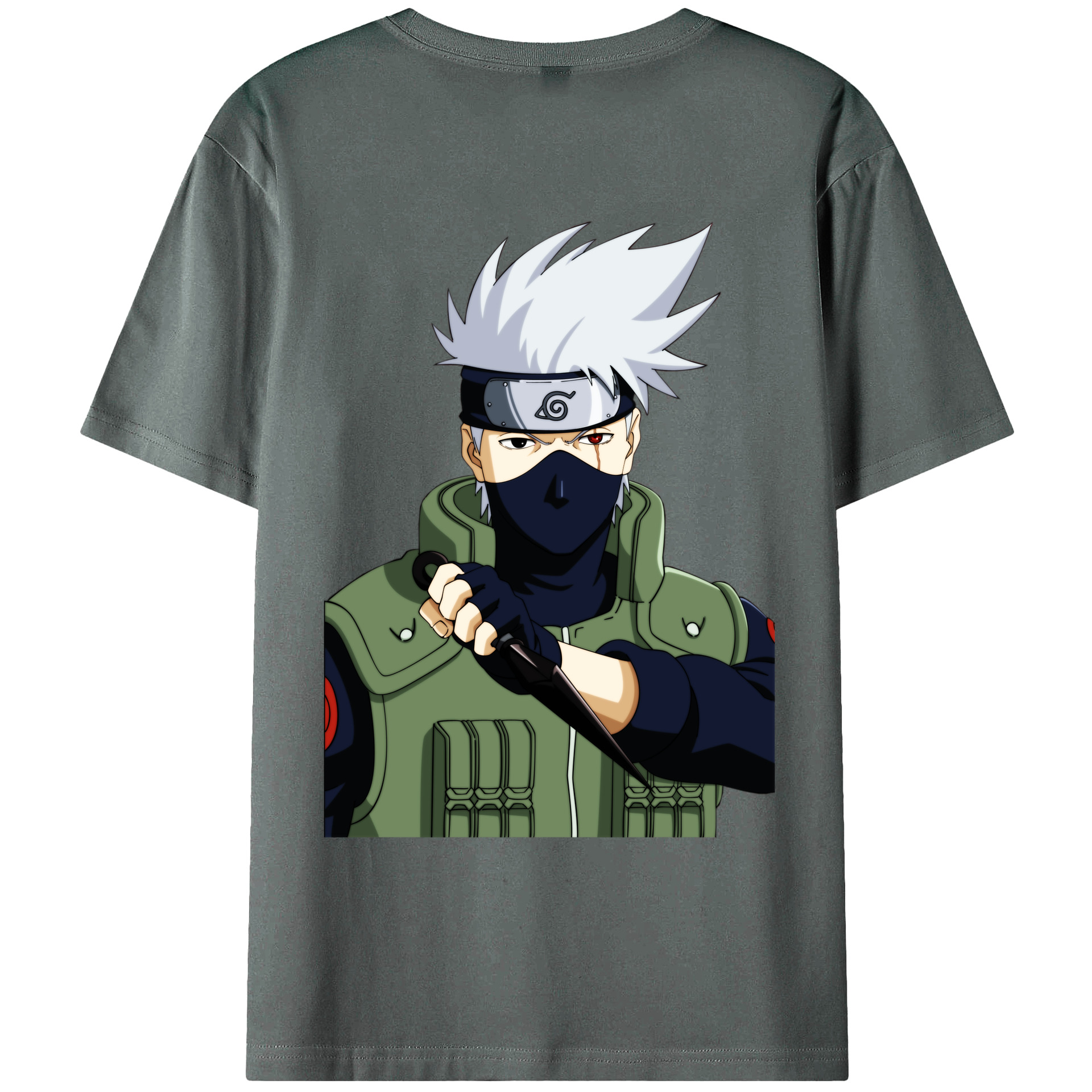 （画像用） NARUTO -ナルト- はたけ カカシ Hatake Kakashi 綿100％ メンズ半袖Tシャツ（バックプリント） 通気性